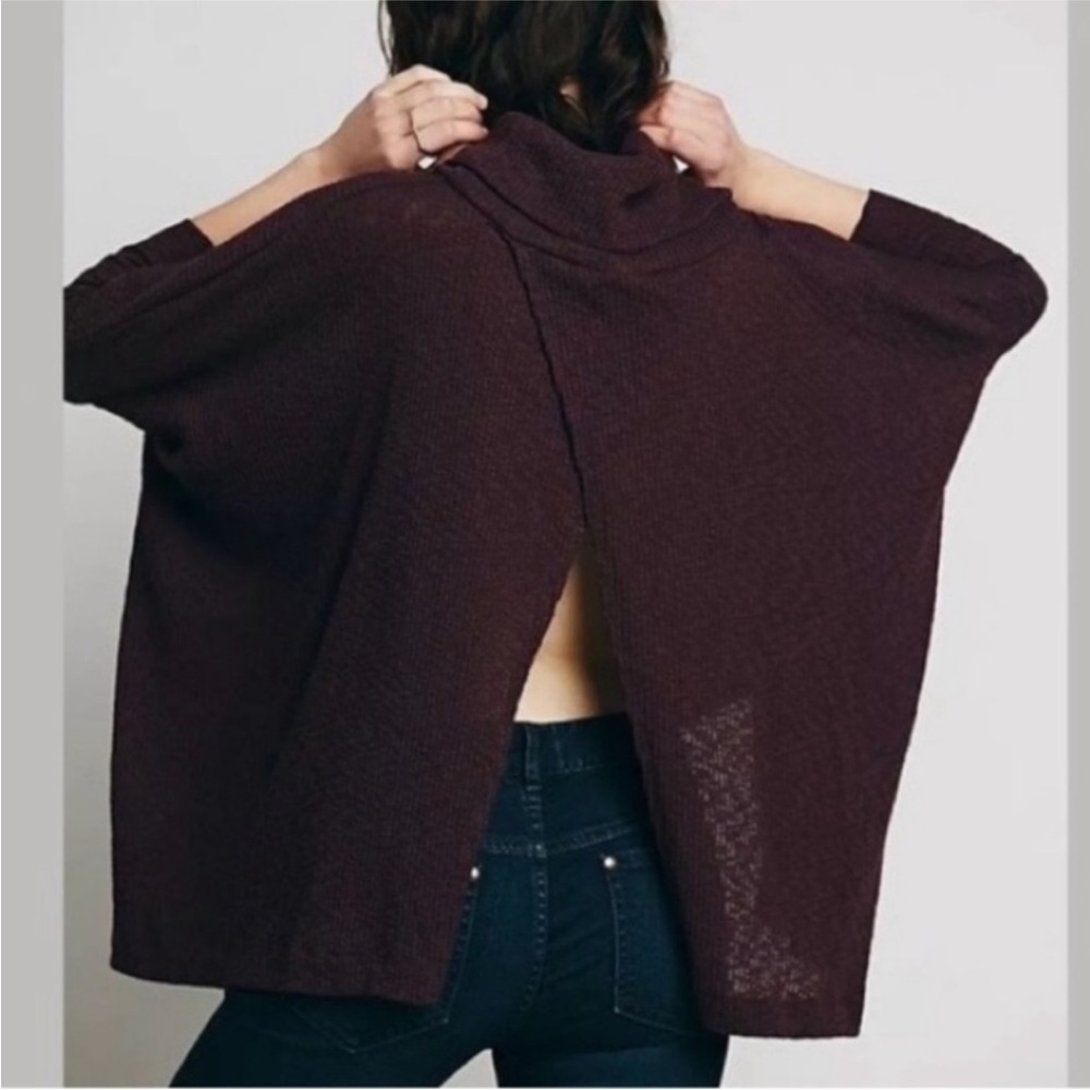 Free People Beach World Traveler Burgundy Maroon Oversized Top size Small